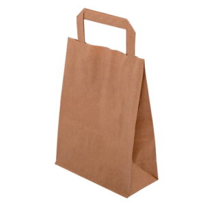 Torba papierowa mała brązowa catering dietetyczny płaski uchwyt 180x80x225 cm  KARTON 250 szt
