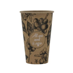 Kubek papierowy do kawy, herbaty KRAFT brązowy 250 ml 100 szt ALL YOU NEED IS COFFEE