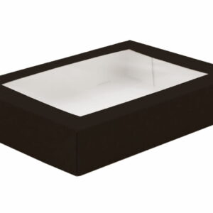 Opakowanie papierowe na SUSHI z okienkiem PET  19x13x5 cm 50 SZT CZARNE