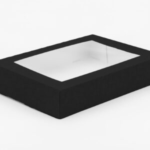 Opakowanie papierowe na SUSHI z okienkiem PET  26x19x5 cm 50 SZT CZARNE