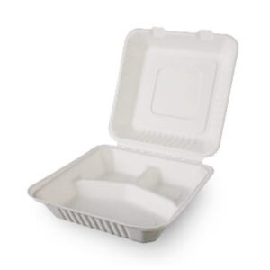 Eko lunchbox KWADRATOWY trójdzielny z trzciny cukrowej 50 szt