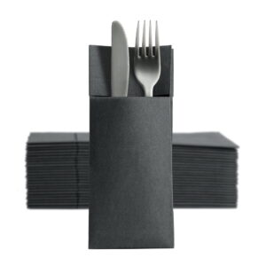 Serwetki kangurek kieszonka pocket 1/8 etui na sztućce czarne 50 szt