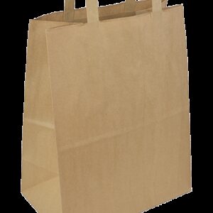 Torba papierowa brązowa catering dietetyczny płaski uchwyt 26x14x32 cm  KARTON 250 szt