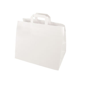 Torby papierowe, 27 cm x 32 cm x 21,5 cm, kolor: biały , z uchwytem 50 szt