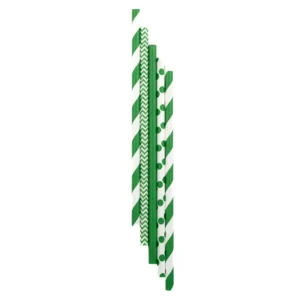 Słomki papierowe do napojów SHAKE zielone w paski długie 8/210 mm 250 szt