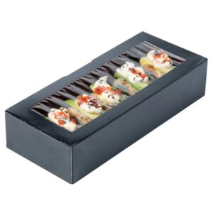 Opakowanie papierowe na SUSHI z okienkiem PET na jedną rolkę 22x9x5 cm 50 SZT CZARNE