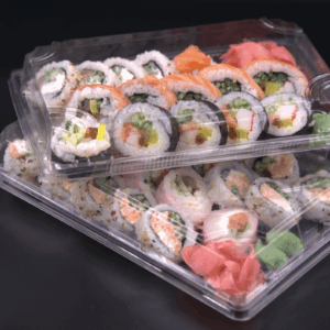 HP09 Pojemniki czarne sushi z przykrywką 240x147x45 mm 50 szt
