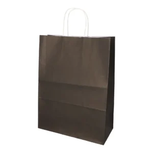 Torby papierowe 35 cm x 26 cm x 12 cm czarne ze skręcanym uchwytem 25 szt.