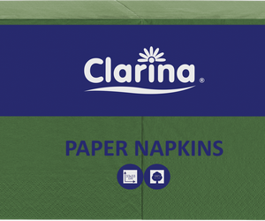 Serwetka Clarina ciemna zielen składana 1/4  33x33 cm 2-warstwy 250 szt